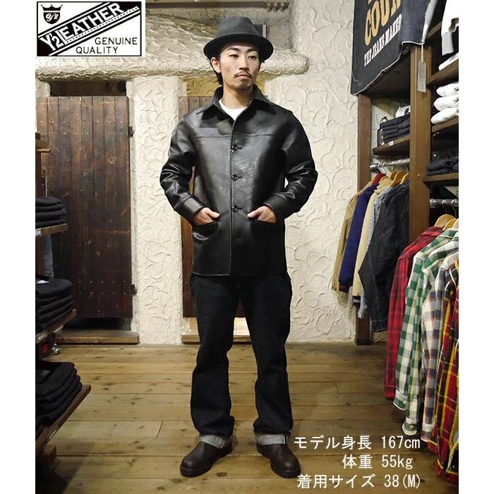 Y'2 LEATHER ワイツーレザー カーコート SHC-76 墨黒ホース Y'2 LEATHER ワイツーレザー カーコート SHC-76 墨黒ホース