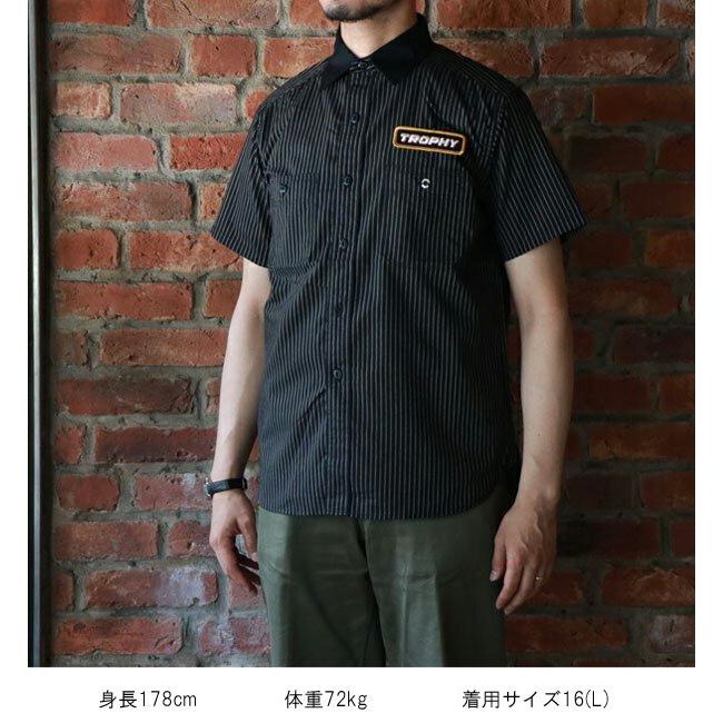 トロフィークロージング TROPHY CLOTHING ガスワーカーシャツ TR22SS-406 ワークシャツ 半袖 T/Cワークストライプ ロゴ アメカジ バイカー 日本製 2022年新作｜ragtim-store｜06