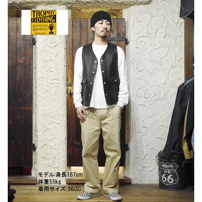 トロフィークロージング TROPHY CLOTHING TR-YL07 ランチャーベスト レザーベスト ステアハイド 牛革 バイカー アメカジ | TROPHY CLOTHING | 02