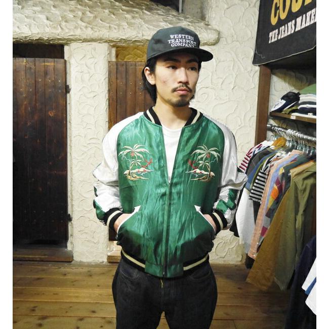 東洋スカジャンオリーブグリーン鹿刺繍スカジャン