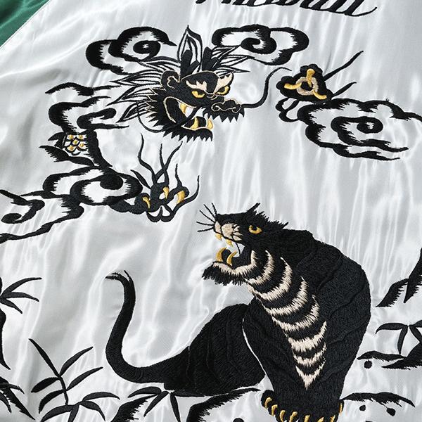 テーラー東洋 TAILOR東洋 リバーシブル スカジャン TT15877-128 Acetate Souvenir Jacket HAWAII MAP DRAGON & TIGER ハワイ 虎 アメカジ メンズの画像