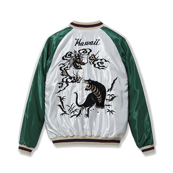 テーラー東洋 TAILOR東洋 リバーシブル スカジャン TT15877-128 Acetate Souvenir Jacket HAWAII MAP DRAGON & TIGER ハワイ 虎 アメカジ メンズの画像