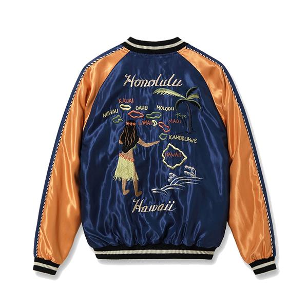 テーラー東洋 TAILOR東洋 リバーシブル スカジャン TT15877-128 Acetate Souvenir Jacket HAWAII MAP DRAGON & TIGER ハワイ 虎 アメカジ メンズの画像