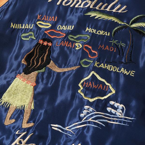 テーラー東洋 TAILOR東洋 リバーシブル スカジャン TT15877-128 Acetate Souvenir Jacket HAWAII MAP DRAGON & TIGER ハワイ 虎 アメカジ メンズの画像