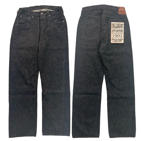 フルカウント FULL COUNT ジーンズ デニム 0105BK Wide Black Selvedge Denim ブラック 13.7oz ワンウォッシュ ワイド ストレート メンズ アメカジの画像