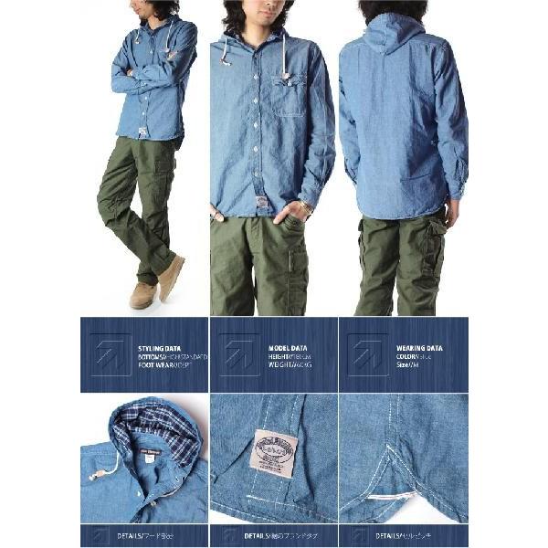 HIGH! STANDARD ハイスタンダード フーデッド シャンブレー シャツ 