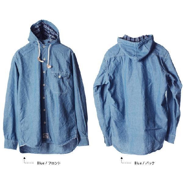 HIGH! STANDARD ハイスタンダード フーデッド シャンブレー シャツ 