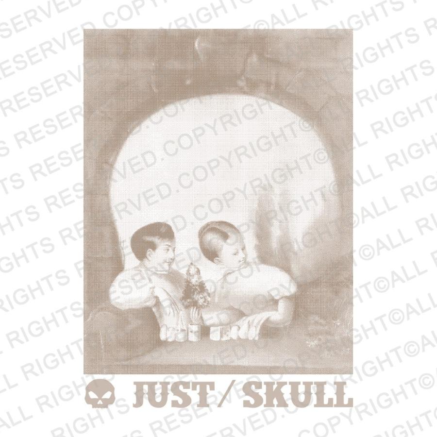 隠し絵 Tシャツ ジャスト Double Image Skull 半袖Tシャツ メンズ 