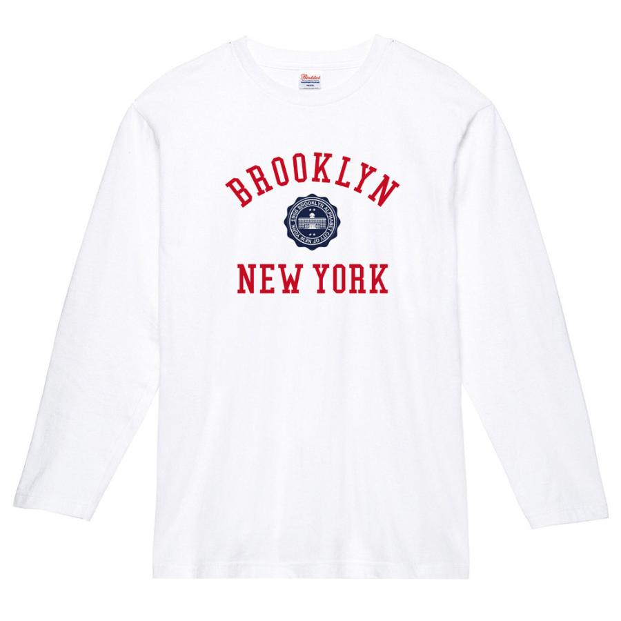 カレッジロゴ Tシャツ ブルックリン ニューヨーク長袖Tシャツ