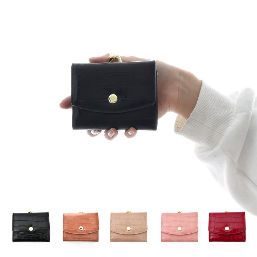 ブランド雑貨総合 Legato Largo Lusso レガートラルゴ 財布 パスケース クロコ型押し ガマ口 3つ折リ財布 カードホルダー おしゃれ かわいい レディース ブランド 黒 Lj G0841 Dprd Jatimprov Go Id