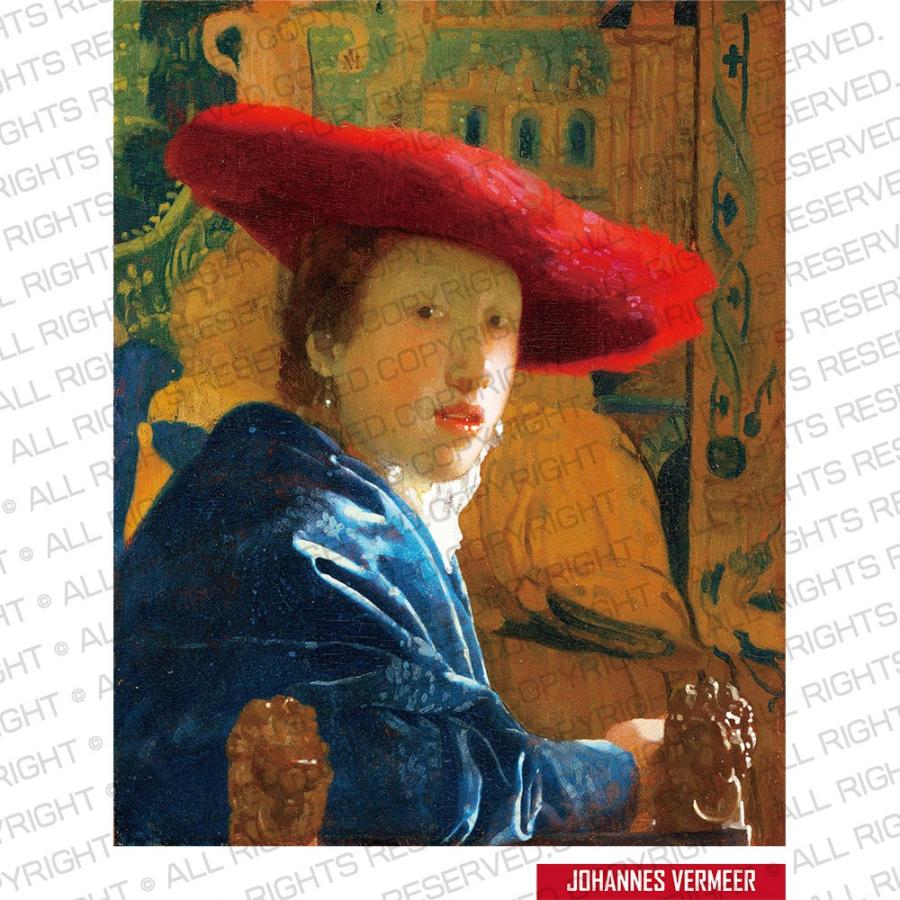 ヨハネス・フェルメール「赤い帽子の女」の鉛筆模写　額付き　箱あり ヨハネス・フェルメール「赤い帽子の女」の鉛筆模写 額付き 箱