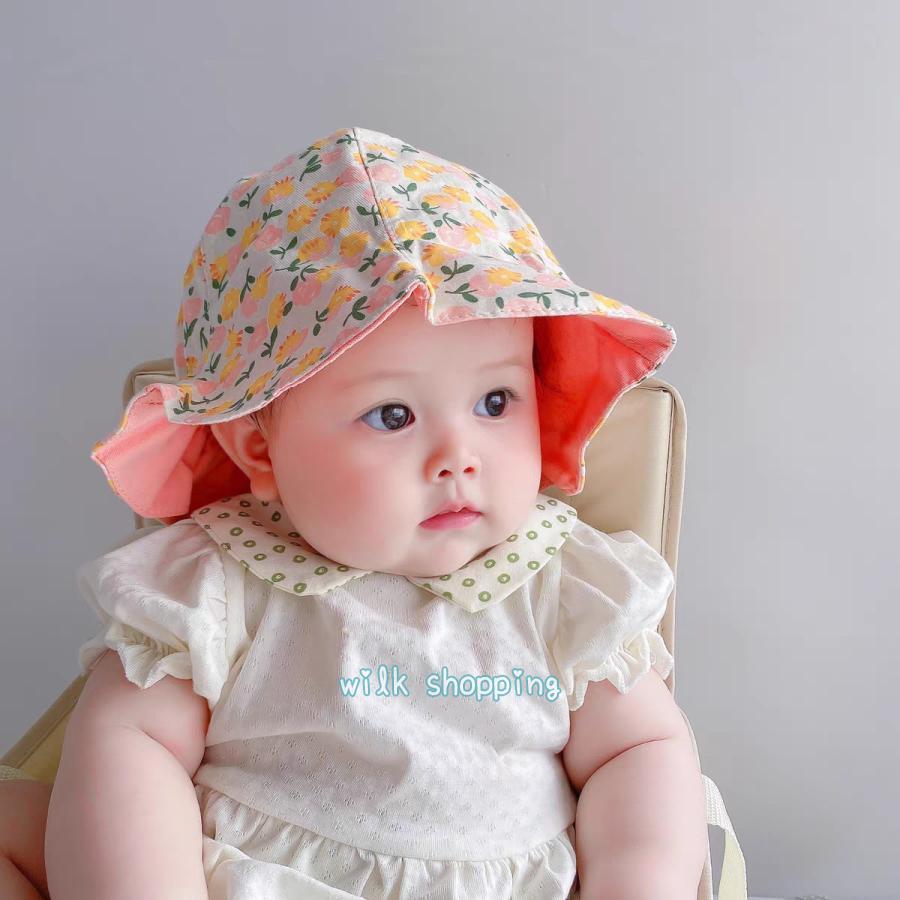 かわいい 花柄 チューリップハット 赤ちゃん 赤ちゃん 帽子 ベビー キッズ ハット あかちゃん 日よけ ベビー帽子 UV対策 キャップ