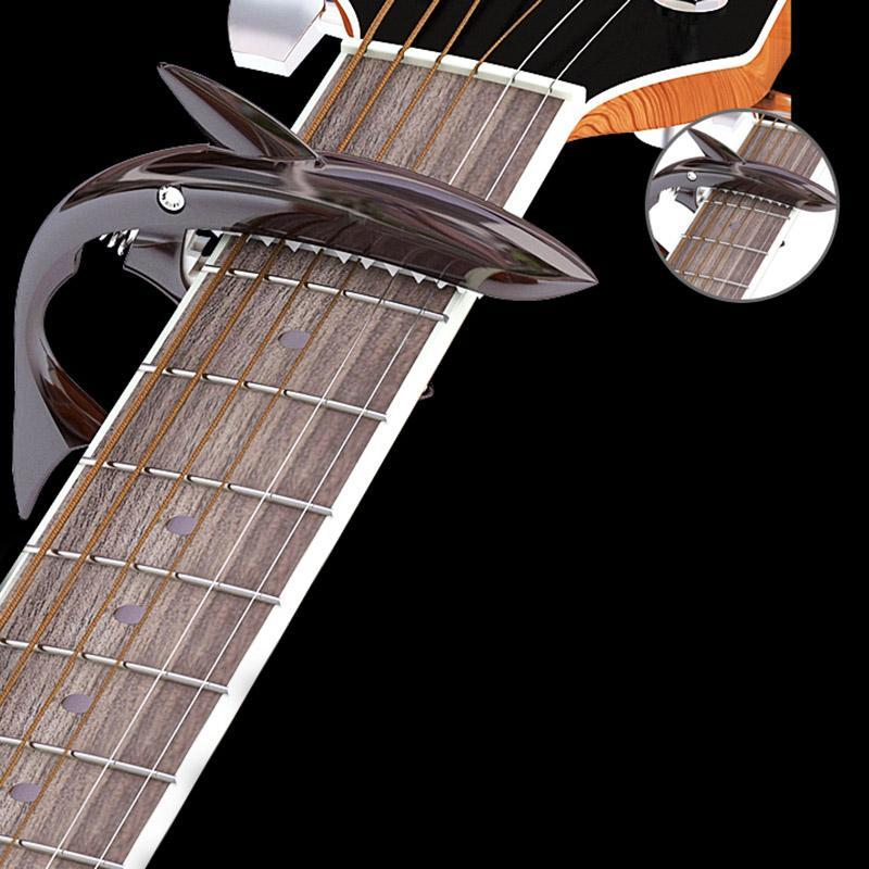 カポタスト サメ型 シャークカポ ギターアクセサリー ワンタッチ メタリック チューニング スピード着脱 弦を押さえる 噛みつき