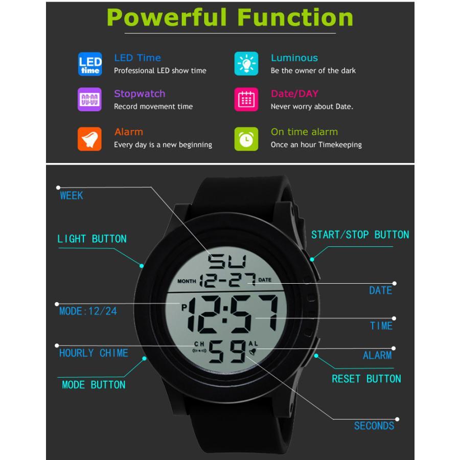 デジタルウォッチ HONHX 防水機能防水 腕時計 アウトドア