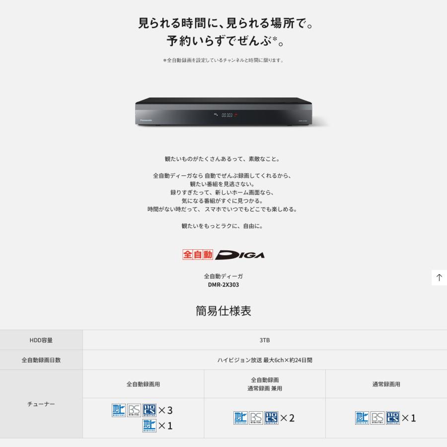 Panasonic DMR-2X303 パナソニック ブルーレイディスク