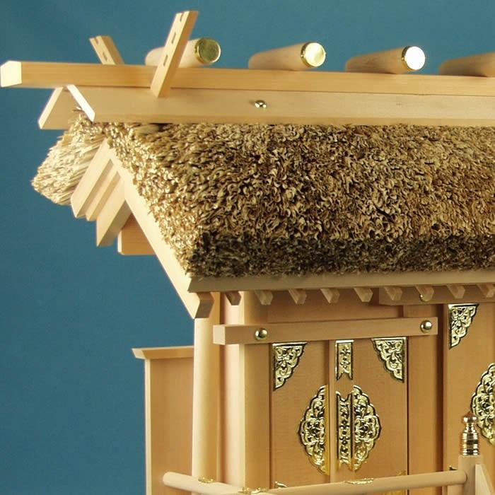 国産高級神棚/幅70×奥26×高40cm 神棚-茅葺通屋根三社 材質 国産高級神棚/幅70×奥26×高40cm 神棚-茅葺通屋根三社 材質