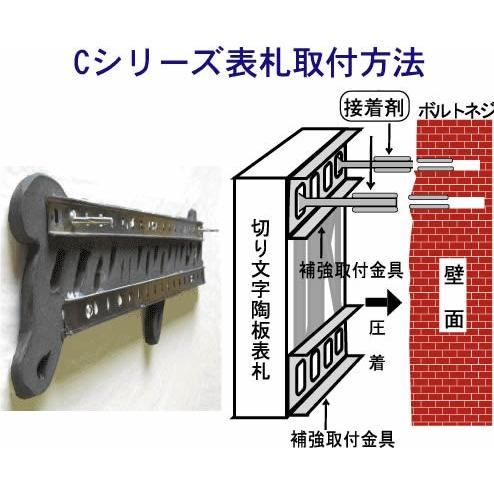 立体陶板表札（戸建・マンション両用タイプの表札）TC-１　白　切り文字　つやなし 【水飲み場】