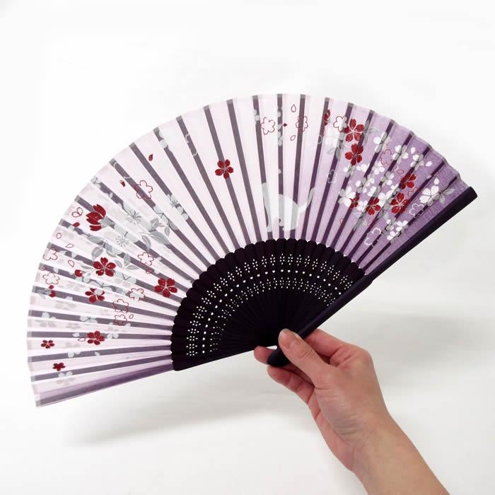 和柄おしゃれ名入れ扇子　女性レディース用（桜撫子・桜と猫）21cm　素材・・布シルク・竹おしゃれ名入れ扇子袋付　チャーム取付不可 |  | 08