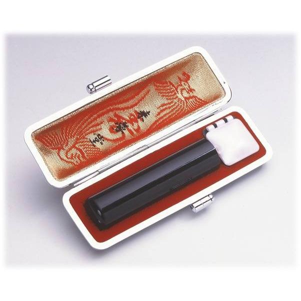 女性用印鑑　銀行印／黒水牛13.5ミリ／鑑定機械彫り特急印鑑・牛皮ケース付きセット（運勢鑑定の無料アドバイス）（あすつく対応） | 