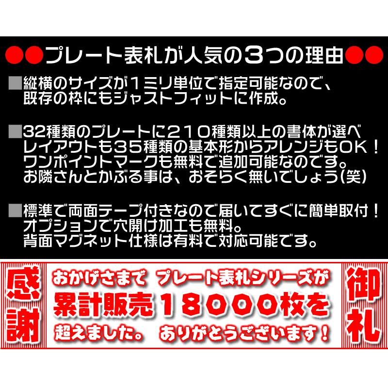 マンションプレート表札楕円形・100平方センチ以内・1.5ミリ厚1mm単位でサイズ変更ステンレス調や木製調　石/オーダー/格安/戸建て/即日/住所/小さい｜raimdou｜14