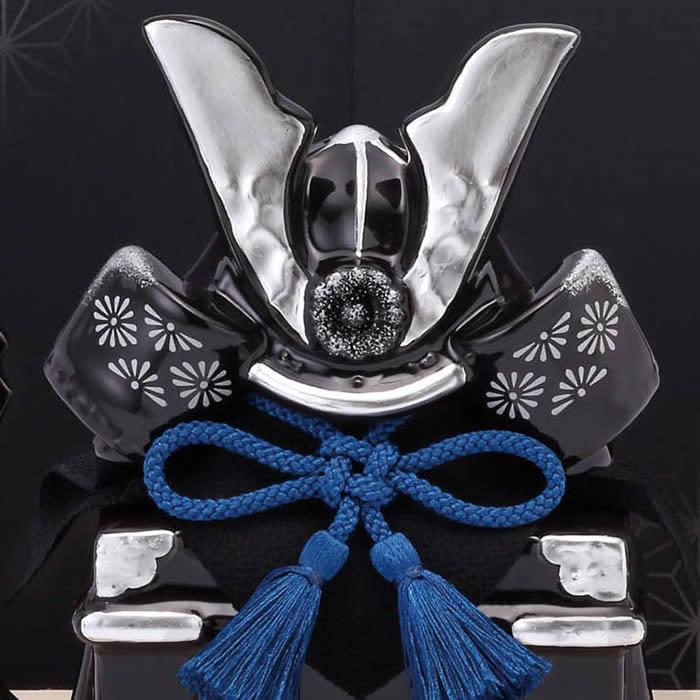 染絵 出世兜飾り(漆黒)】端午の節句 薬師窯 陶器の五月人形5794 SD