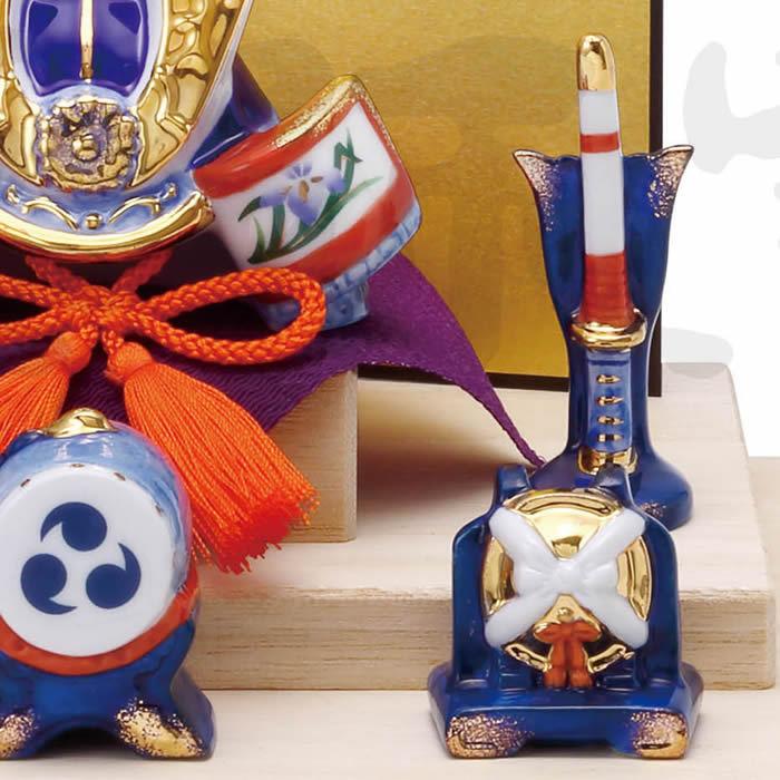 染錦 出世兜(尚武小・平飾り)】端午の節句♪薬師窯 陶器の五月人形5764