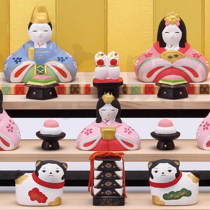 錦彩 さくら雛（組み立て式三段飾り・5人） 立て名札プレゼント