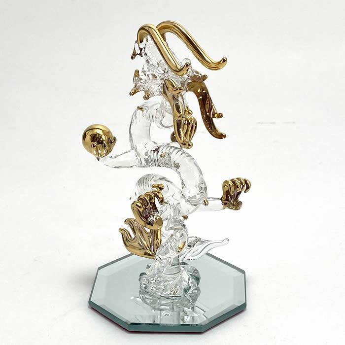 昇り龍の置物【硬質ガラス／金メッキ】高さ110mm SD-FKT FG21XS（昇り