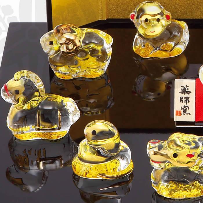彩絵　招福玻璃十二支飾り（ガラス製） 開運招福の干支 縁起の良い置物76 SD-MTT即納91987（あすつく対応） |  | 02