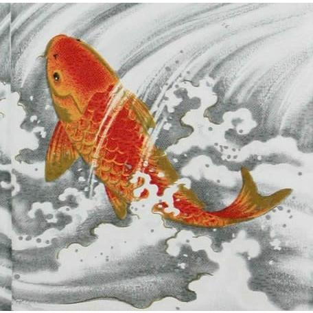 和風のれん 浮世絵のれん 鯉の滝登り14219／06090（幅85cm×長さ150cm