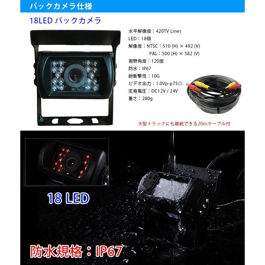 豪華セット！7インチモニター＋バックLEDカメラ＋20Mケーブル 7