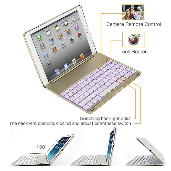 iPad Pro 9.7インチケース アルミカバー 光る 7色 キーボード
