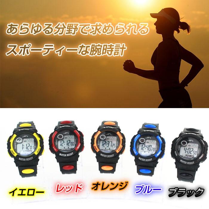 デジタル 時計 スポーツ 用 ストップウォッチ アラーム ライト 防水