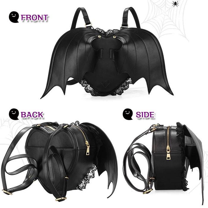 コウモリ風 レディースリュック ハロウィン ハート型リュック 羽根付きリュック バットリュック ハロウィンコスプレ Rim Pu Tw1 R 09n 来夢house 通販 Yahoo ショッピング