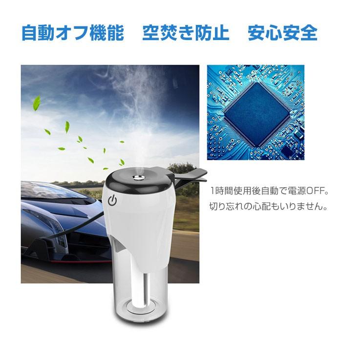 車載 ミニ加湿器 超音波式 自動off USBカーチャージャー付き 12V/24V車
