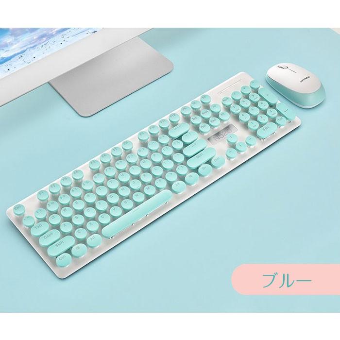 キーボードマウスセット パステルカラー 英語配列 104キー 円形キー