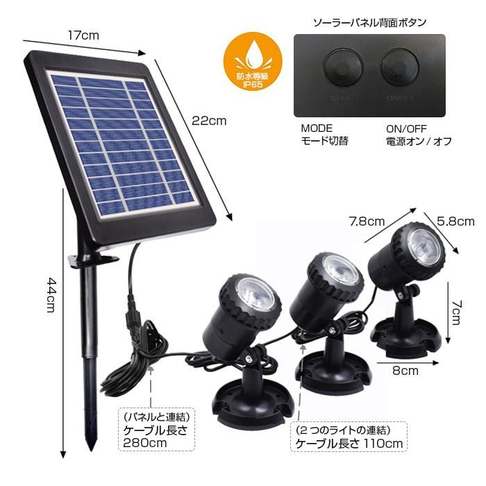 3灯 ソーラースポットライト ソーラー充電式 暖光 白光 RGB ガーデン