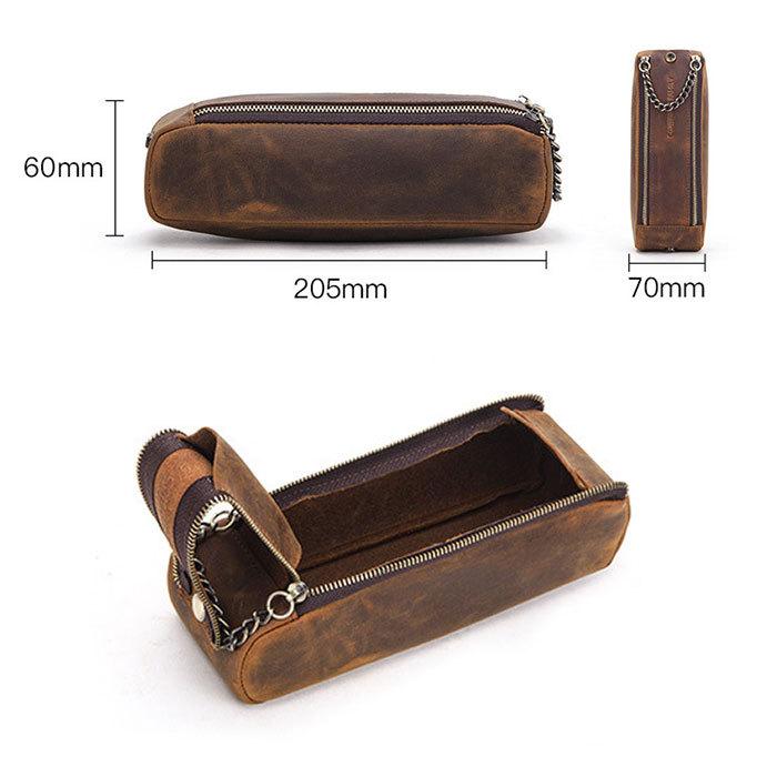 本革ペンケース クレイジーホースレザー 大きく開く 筆箱 牛革