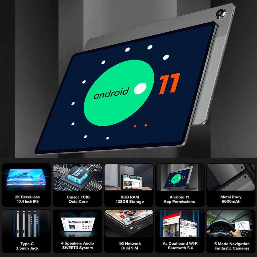 (未開封)TECLAST T40 Plus simフリー イヤホンジャック付 Teclast T40 Plus 8GB RAM 128GB ROM Android11 4G LTE SIM
