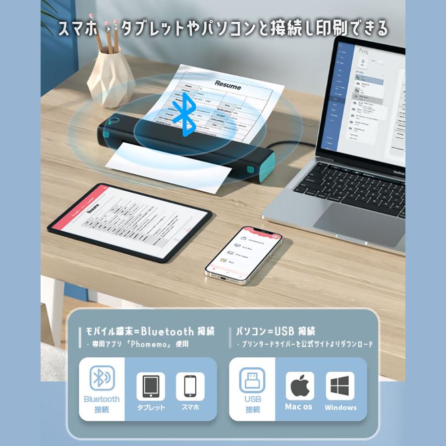 モバイルプリンター サーマルプリンター A4 感熱紙 熱転写