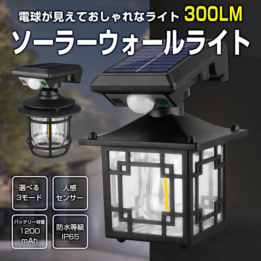 自家製テンヤー ソーラーセンサーライト 電球色 2色 12x6x17.1cm センサーライト