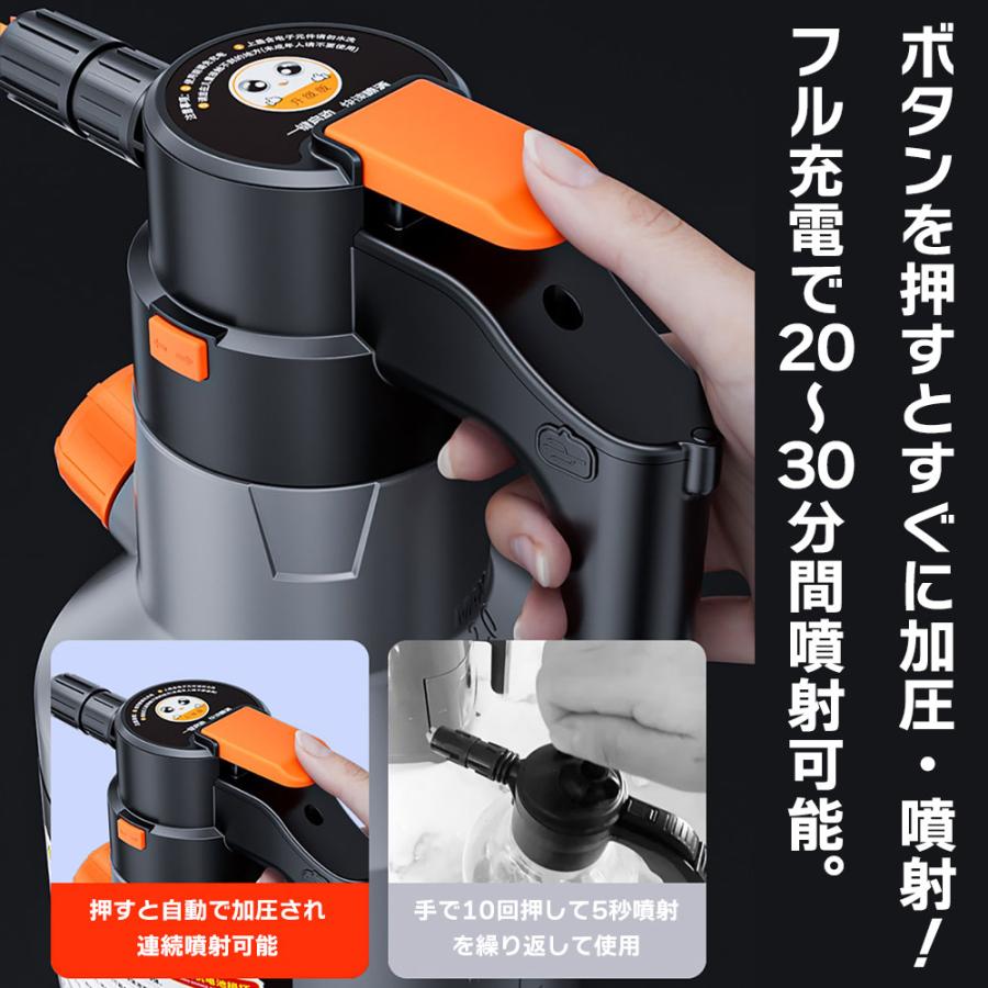 容量2L 電動 フォームガン 充電式 洗車 泡 スプレー 自動泡噴霧器