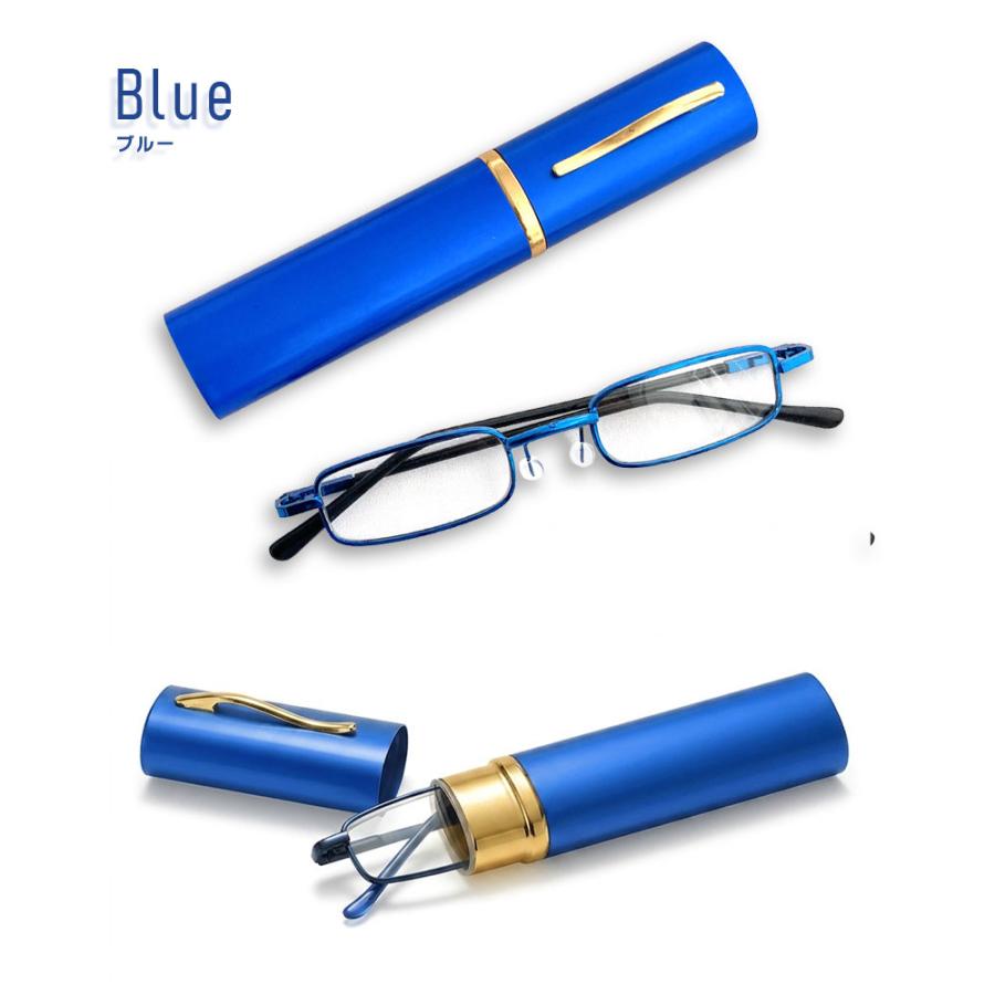 老眼鏡 リーディンググラス ペン型 アルミケース付き 軽量 スリム 携帯