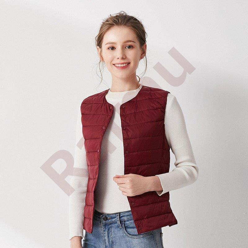 通販 インナーダウン ライトダウン ライナーコート 2way ダウンベスト レディース ラウンドネック Vネック ダウンジャケット 軽量 重ね着 無地 ショート丈 防寒 Simbcity Net