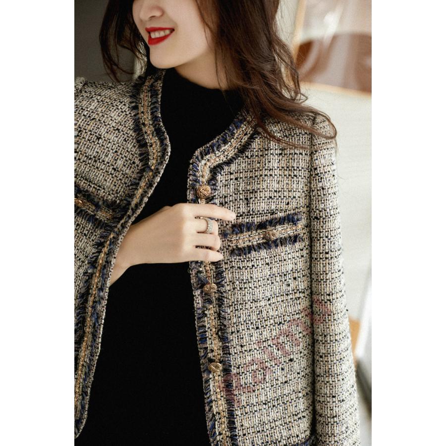 最適な材料 ツイードジャケット レディース 40代 長袖ノーカラージャケット ショット丈ツイードコート 春コートアウター 秋服 大人韓国風 通勤ol オフィス 結婚式 入学式 Heartlandgolfpark Com
