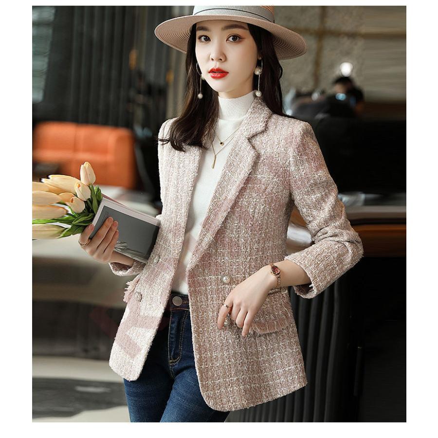 スーツジャケット レディース テーラードジャケット 秋冬新作 長袖ブレザー チェック柄スーツジャケット 30代アウター 着痩せ オフィス 通勤ol オシャレ大人 売り出し