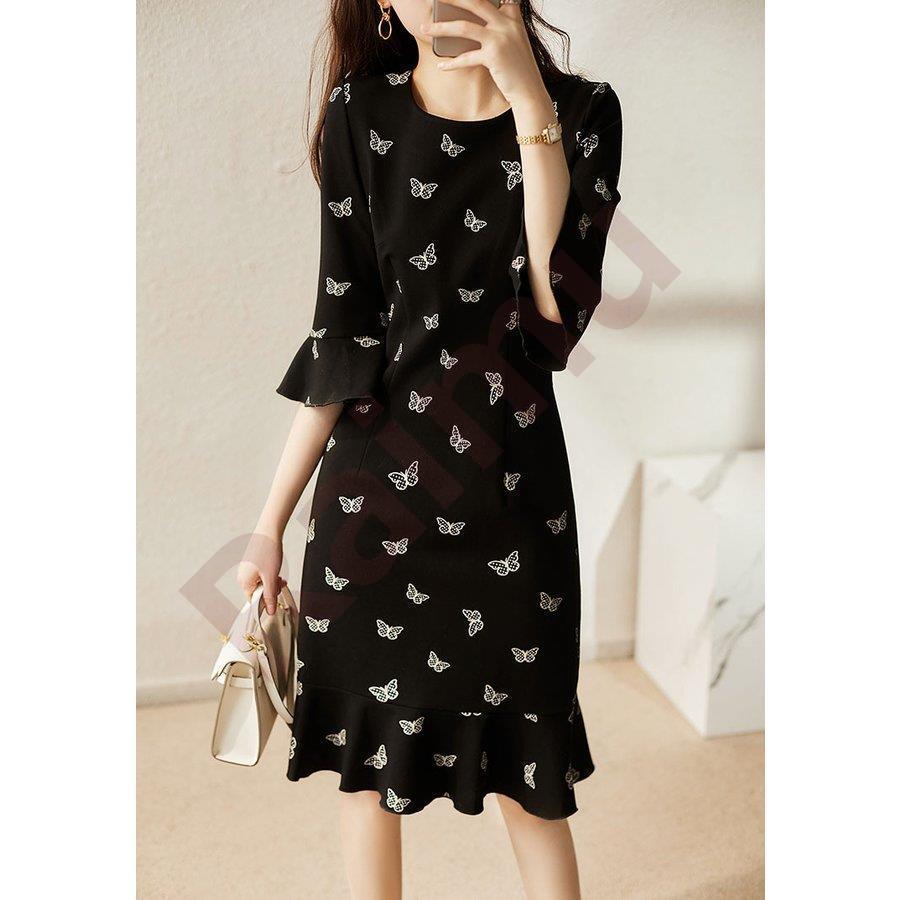 驚きの価格が実現 ワンピース レディース 40代 きれいめ 膝丈ワンピース 春夏 五分袖ワンピース 蝶プリント マーメイドスカート オシャレ大きいサイズ 大人 お出かけ 30代 50代 Praxisfrauendorf De