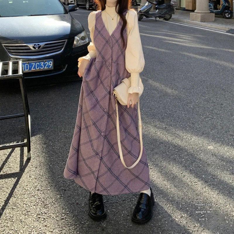 キャミワンピース2点セット トップス長袖 ワンピ レディース 