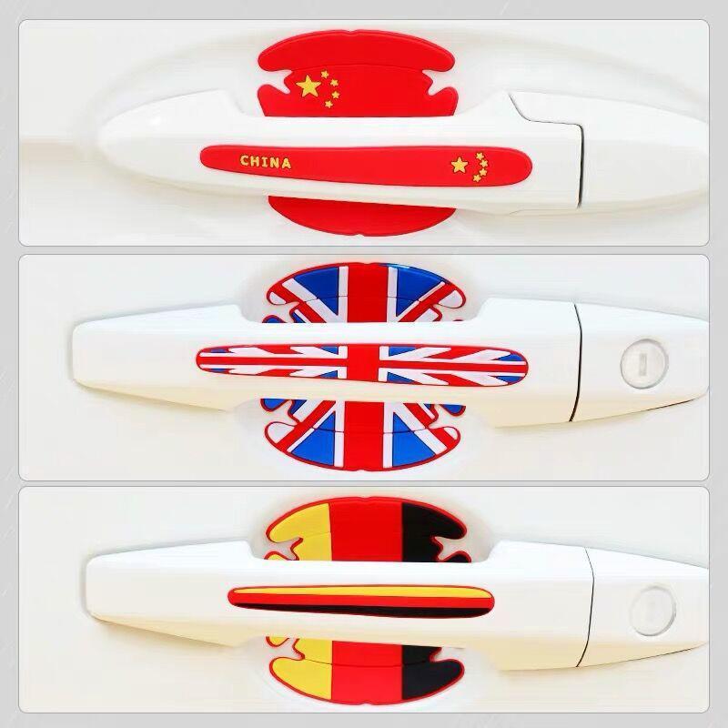 車のドアハンドルの傷防止,4個,汎用型ステッカーカバー,シリコンフィルム,車の引っかき傷防止,デカールスタイリング