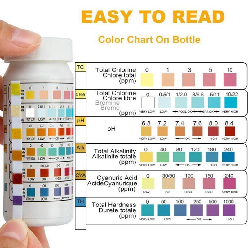 尿検査用ストリップ phテストストリップ スイミングプール,スパ,水テスター,多目的塩素,50ユニット/ボトル6in1